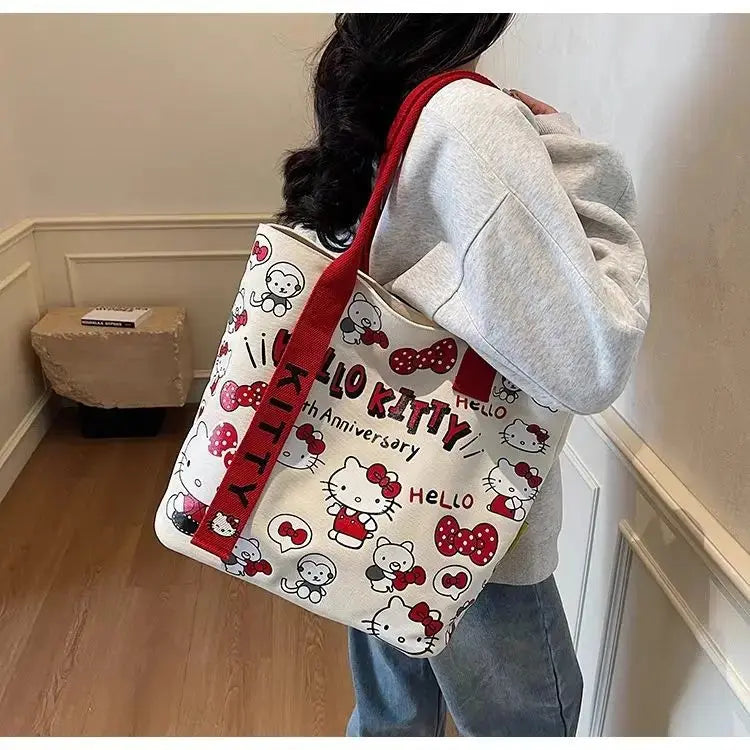 Sanrio Hello Kitty Cartoon Tote – Versatile One-Shoulder Canvas Bag My Store