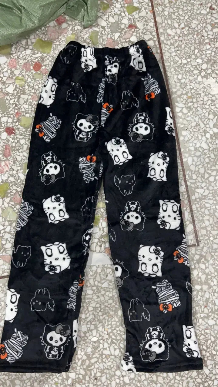 Kawaii Kitty Halloween Flannel Lounge Pants My Store