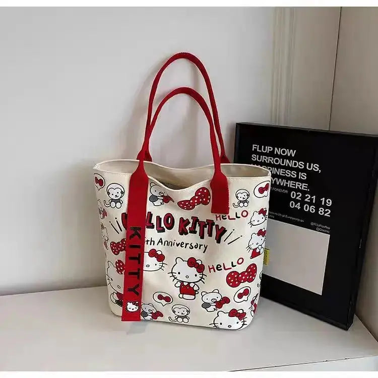 Sanrio Hello Kitty Cartoon Tote – Versatile One-Shoulder Canvas Bag My Store