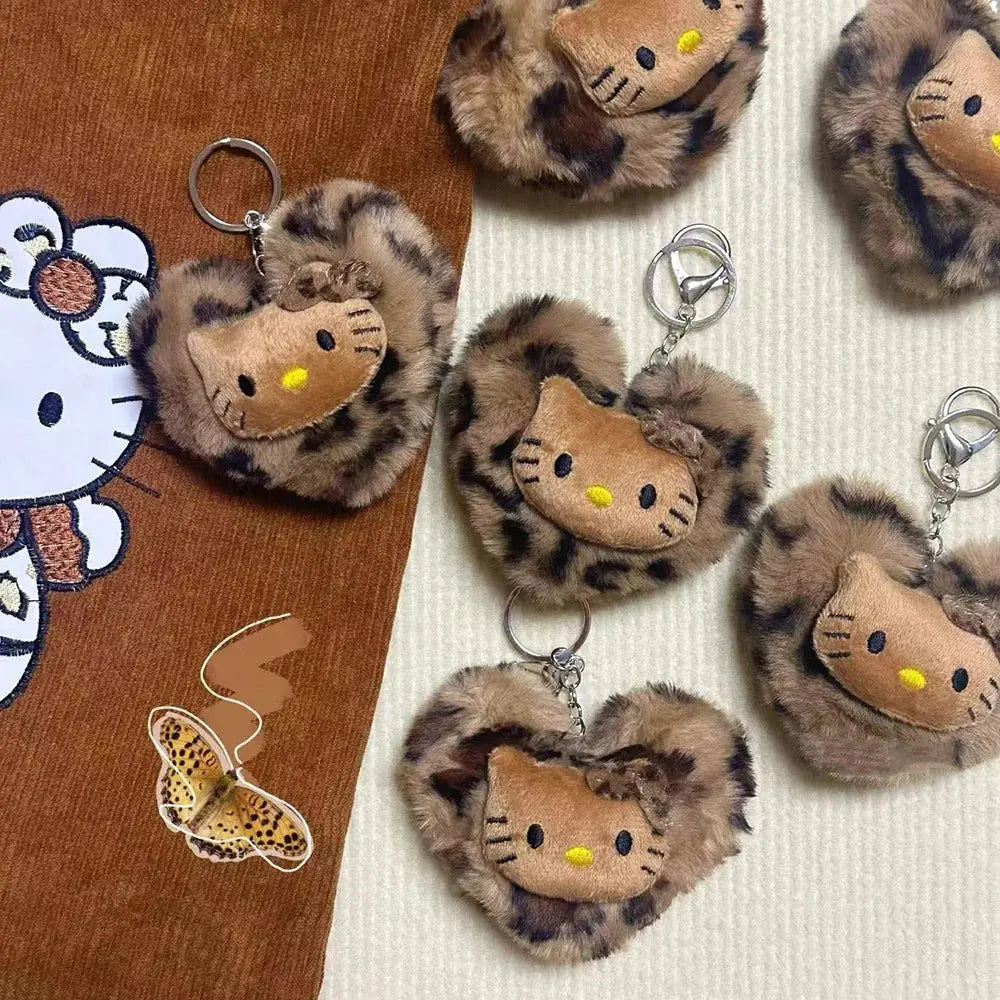 Sanrio Hello Kitty Leopard Doll Keychain – Cute Anime Bag Accessory My Store