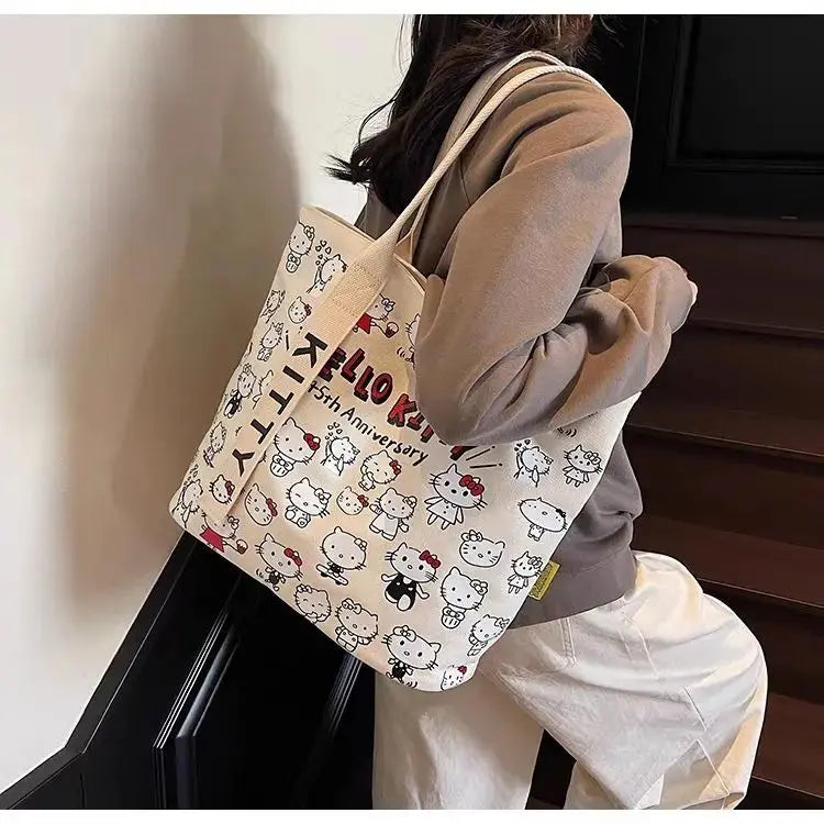 Sanrio Hello Kitty Cartoon Tote – Versatile One-Shoulder Canvas Bag My Store