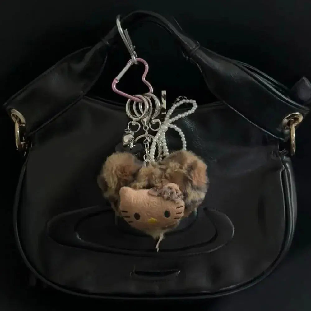 Sanrio Hello Kitty Leopard Doll Keychain – Cute Anime Bag Accessory My Store