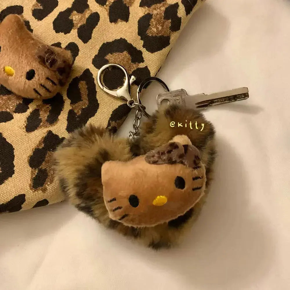 Sanrio Hello Kitty Leopard Doll Keychain – Cute Anime Bag Accessory My Store