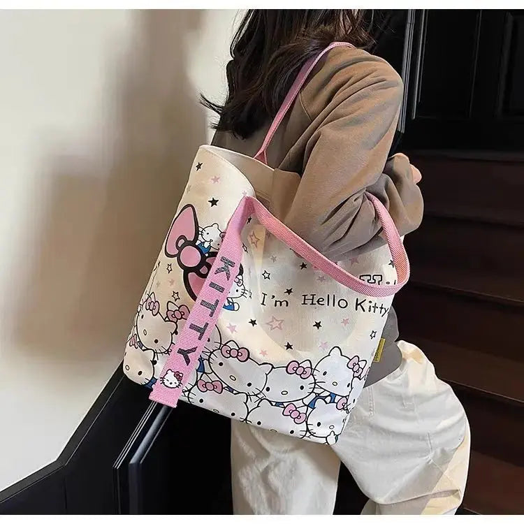 Sanrio Hello Kitty Cartoon Tote – Versatile One-Shoulder Canvas Bag My Store