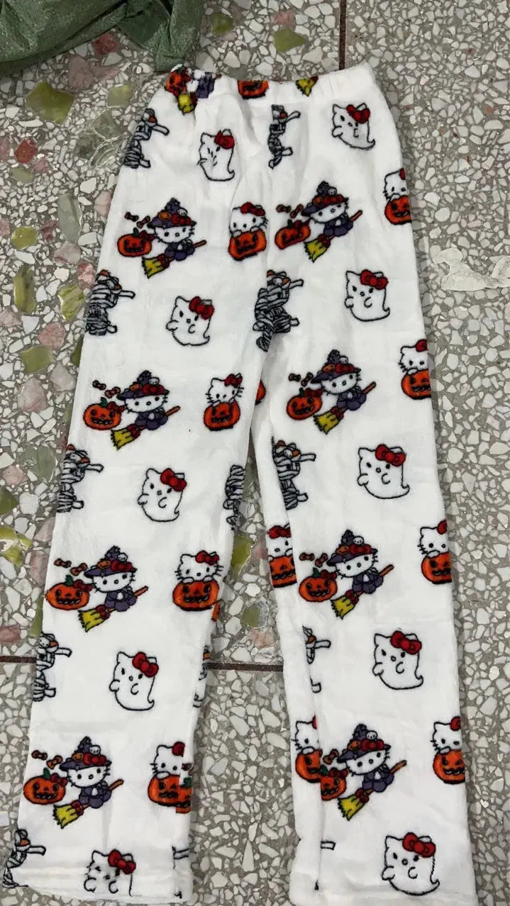 Kawaii Kitty Halloween Flannel Lounge Pants My Store