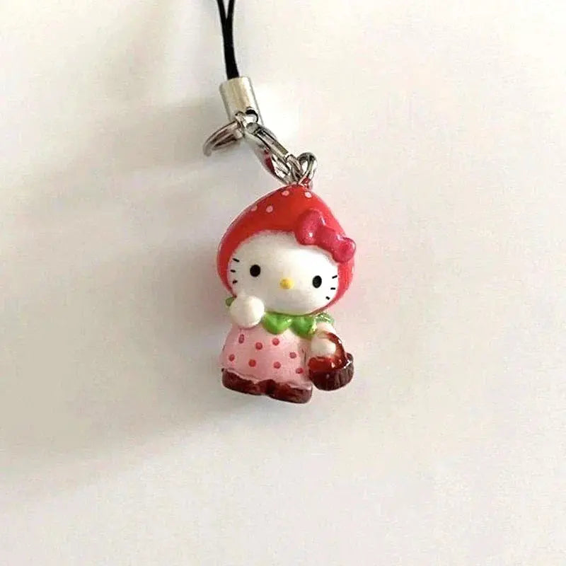 Kawaii Hello Kitty Strawberry Pendant – Keychain & Phone Decoration My Store