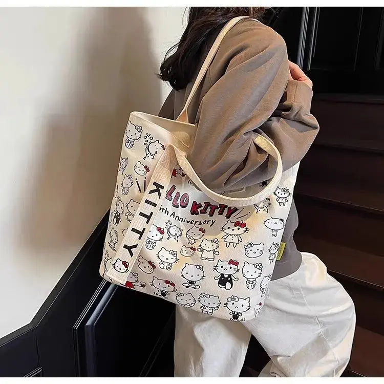 Sanrio Hello Kitty Cartoon Tote – Versatile One-Shoulder Canvas Bag My Store